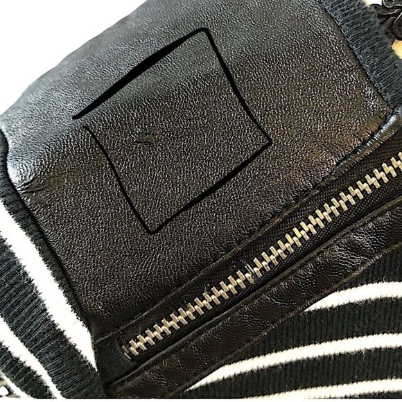 Lauren Ralph Lauren Size M Black and White Striped Cotton Knit Top Zip Shoulder - Picture 4 of 8